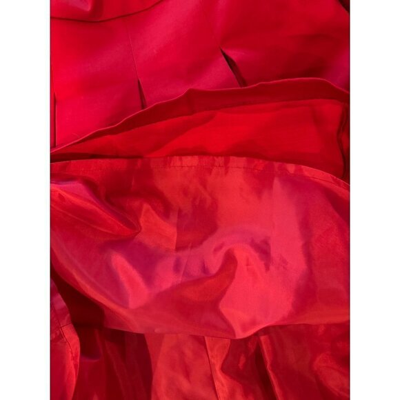 Talbots Red Satin Jeweled Neckline Belted Box Pleated Fit And Flare Dress 6 NWT - Picture 11 of 12